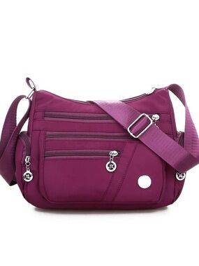 JINGPIN Purple Nylon Crossbody Travel Bag Purse